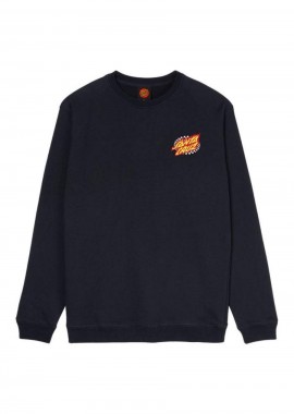 SANTA CRUZ - SANTA CRUZ Φούτερ λαιμόκοψη Oval Check Flame Crew - ΜΑΥΡΟ-SCA-CRW-1462-BLACK