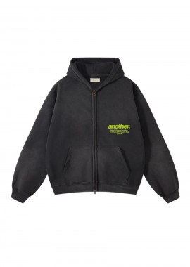 Another Cotton Lab - ANOTHER COTTON LAB El Paraiso Oversized Washed Zip Hoodie - Μαύρο-PD00006905-BLACK