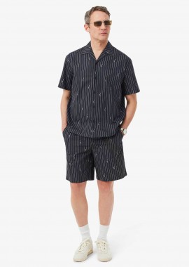 LACOSTE - Lacoste ανδρική βερμούδα με ριγέ σχέδιο και ελαστική μέση Relaxed Fit - GH1964 Μπλε Σκούρο