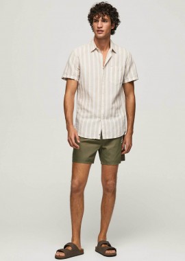 PEPE JEANS - Pepe Jeans ανδρικό μαγιό σορτς μονόχρωμο με contrast logo print στο πλάι