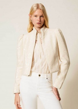 TWINSET - Twinset γυναικείο jacket με παγιέτα - 261TP2621 Εκρού