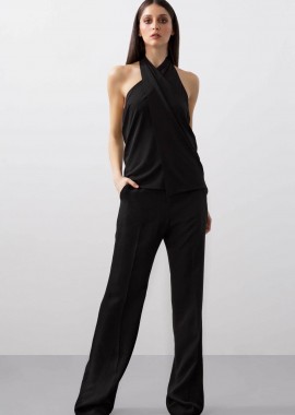 BCBGMAXAZRIA - BCBGMAXAZRIA γυναικείο τοπ με ντραπέ ανοιχτή πλάτη - 23SRT238VI02 Μαύρο
