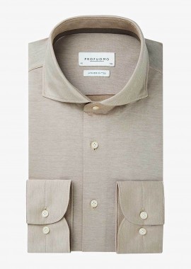 PROFUOMO - Profuomo ανδρικό πουκάμισο Japanese knitted Slim Fit - PPUH30049C Μπεζ