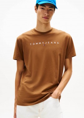 TOMMY JEANS - Tommy Jeans ανδρικό T-shirt με λογότυπο Regular Fit - DM0DM20744 Καφέ