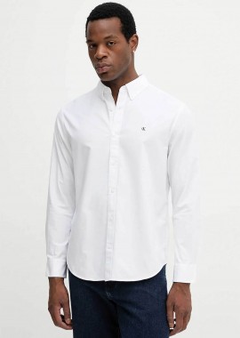 CALVIN KLEIN JEANS - Calvin Klein Jeans ανδρικό πουκάμισο Oxford με λογότυπο στο στήθος - LV140EM125 Λευκό