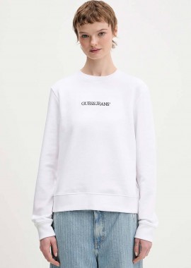 GUESS - Guess γυναικεία μπλούζα φούτερ με κεντημένο λογότυπο Regular Fit - W6RQ30K68I4 Λευκό