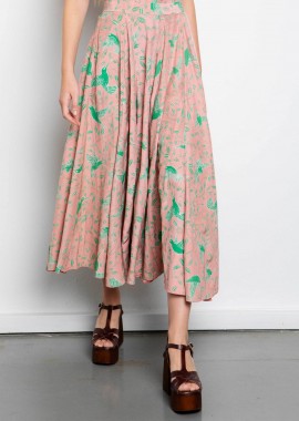 NISO - Niso γυναικεία φούστα midi με floral print - BIR05SKE26 Ροζ