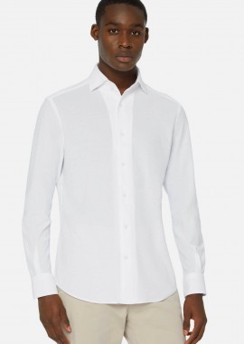 BOGGI MILANO - Boggi Milano ανδρικό πουκάμισο μονόχρωμο textured Regular Fit - BO24P017101 Λευκό