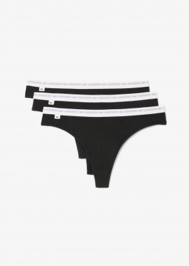 LACOSTE - Lacoste σετ γυναικεία εσώρουχα string brief με contrast μέση και λογότυπο (3 τεμάχια) - 8F1341 Μαύρο