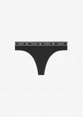 LACOSTE - Lacoste γυναικείο εσώρουχο string brief με logo tape - 8F1342-00 Μαύρο