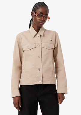 LACOSTE - Lacoste γυναικείο denim jacket με λογότυπο Slim Fit - BF0244 Μπεζ
