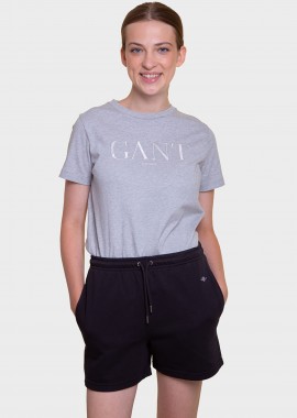 GANT - Gant γυναικείο σορτς μονόχρωμο με ελαστική μέση και κεντημένο λογότυπο Regular Fit - 4200273 Μαύρο