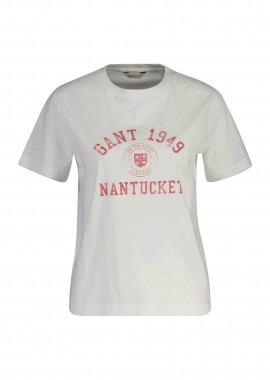 GANT - Gant γυναικείο T-shirt με graphic logo print Regular Fit - 4201467 Λευκό