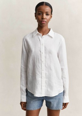 GANT - Gant γυναικείο λινό πουκάμισο με λογότυπο Regular Fit - 4300620 Λευκό
