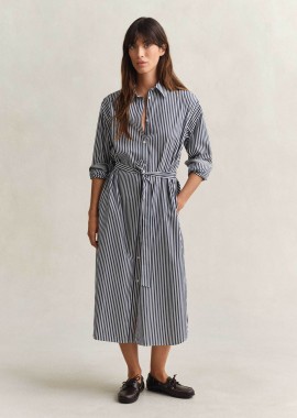 GANT - Gant γυναικείο midi φόρεμα σεμιζιέ με ριγέ σχέδιο Regular Fit - 4503485 Μπλε Σκούρο