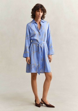 GANT - Gant γυναικείο mini φόρεμα σεμιζιέ με print Regular Fit - 4503497 Μπλε Ανοιχτό