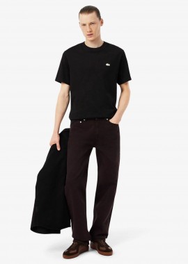 LACOSTE - Lacoste ανδρικό τζιν παντελόνι πεντάτσεπο Straight Fit (32L) - HH0717-00 Καφέ Σκούρο