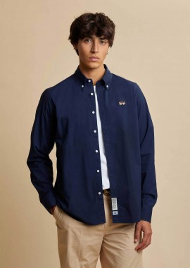 LA MARTINA - La Martina ανδρικό πουκάμισο poplin button down με κεντημένο λογότυπο