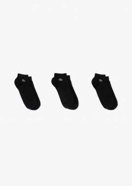 LACOSTE - Lacoste σετ unisex κοντές κάλτσες με κεντημένο λογότυπο (3 ζευγάρια) - RA2917-00 Μαύρο
