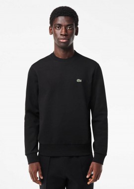 LACOSTE - Lacoste ανδρική μπλούζα φούτερ μονόχρωμη με κεντημένο λογότυπο Classic Fit - SH9608 Μαύρο