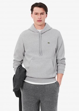 LACOSTE - Lacoste ανδρική μπλούζα φούτερ με κουκούλα και κεντημένο λογότυπο Classic Fit - SH9623 Γκρι