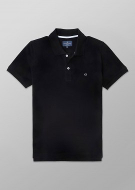 OXFORD COMPANY - Oxford Company ανδρική μπλούζα πόλο πικέ μονόχρωμη με κεντημένο λογότυπο Slim Fit - P513-PZ00.18 Μαύρο