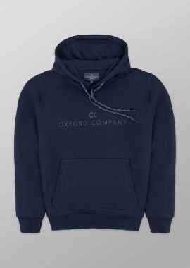 OXFORD COMPANY - Oxford Company ανδρική μπλούζα φούτερ μονόχρωμη με κουκούλα Regular Fit - F512-JZ80.17 Μπλε Σκούρο
