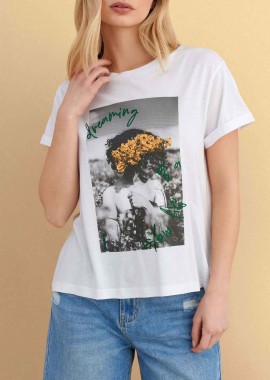 ATTRATTIVO - Attrativo γυναικείο T-shirt με print - 9923154 Λευκό