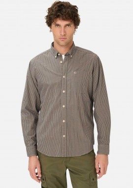 CAMEL ACTIVE - Camel Active ανδρικό πουκάμισο button down με καρό σχέδιο και τσέπη με monogram Regular Fit - C261-409103-7S03 Λαδί