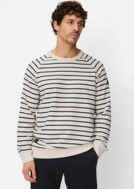 CAMEL ACTIVE - Camel Active ανδρική μπλούζα φούτερ με ριγέ σχέδιο Regular Fit - C261-409400-7W61 Υπόλευκο