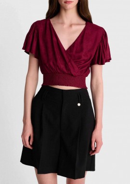 'ALE - 'ALE γυναικείο τοπ μονόχρωμο cropped - 8922432 Μπορντό