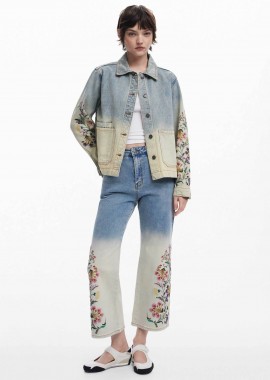 DESIGUAL - Desigual γυναικείo τζιν παντελόνι culotte με floral print
