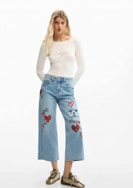 DESIGUAL - Desigual γυναικείo τζιν παντελόνι με print