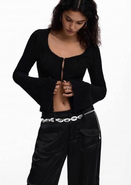 DESIGUAL - Desigual γυναικεία πλεκτή ζακέτα μονόχρωμη