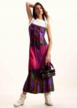 DESIGUAL - Desigual γυναικείο midi αμάνικο φόρεμα με all-over print