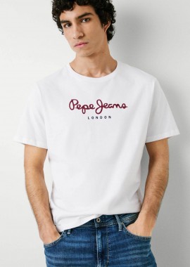 PEPE JEANS - Pepe Jeans ανδρικό T-shirt μονόχρωμο με στρογγυλή λαιμόκοψη και logo print