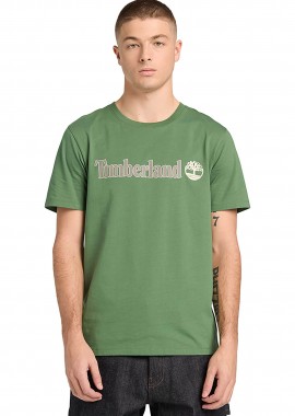 TIMBERLAND - Timberland ανδρικό T-shirt με logo print Regular Fit '' Kennebec River Linear Logo'' - TB0A5UPQA6Z1 Πράσινο