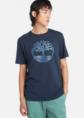 TIMBERLAND - Timberland ανδρικό T-shirt με tree logo print Regular Fit - TB0A2C2REYO1 Μπλε Σκούρο