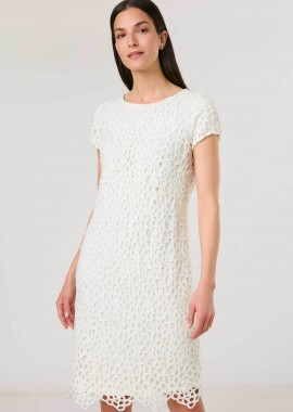GERRY WEBER - Gerry Weber γυναικείο mini φόρεμα με διάτρητο layer - 580102-31542 Λευκό