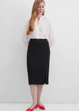 GERRY WEBER - Gerry Weber γυναικεία πλεκτή midi φούστα με αγκράφα Straight Fit - 911000-52218 Μαύρο