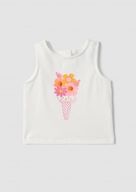 OVS KIDS - OVS βρεφική αμάνικη μπλούζα με print Regular Fit - 002693800 Λευκό