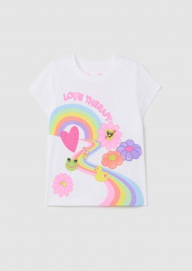 OVS KIDS - OVS παιδικό T-shirt με rainbow print Regular Fit - 002236792 Λευκό