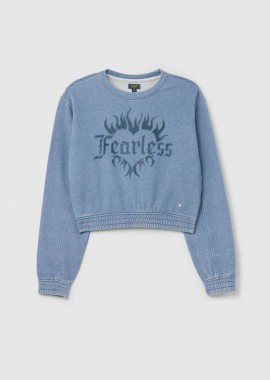OVS KIDS - OVS παιδική μπλούζα φούτερ cropped με heart print - 002263052 Μπλε Ανοιχτό