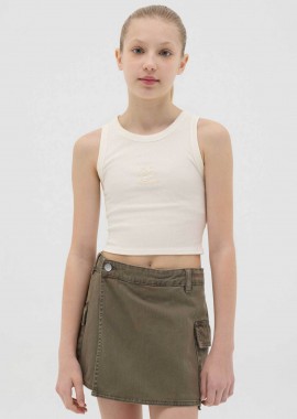 OVS KIDS - OVS παιδικό αμάνικο τοπ cropped μονόχρωμο Slim Fit - 002362653 Λευκό