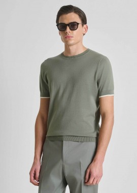 ANTONY MORATO - Antony Morato ανδρική πλεκτή μπλούζα μονόχρωμη Regular Fit - SW01602YA100073 Λαδί