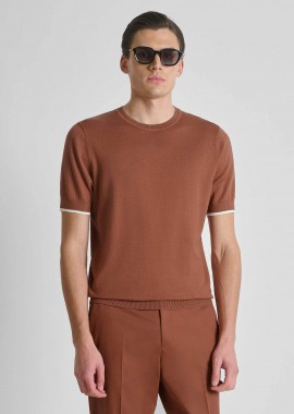ANTONY MORATO - Antony Morato ανδρική πλεκτή μπλούζα μονόχρωμη Regular Fit - SW01602YA100073 Κεραμιδί