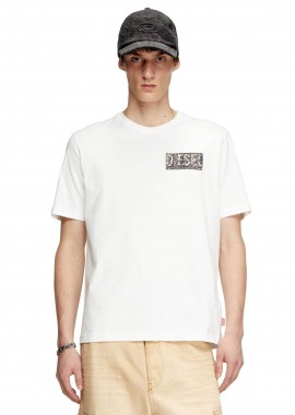 DIESEL - Diesel ανδρικό T-shirt με λογότυπο ''T-Adjust-R19'' - S25A172570AGRI Λευκό