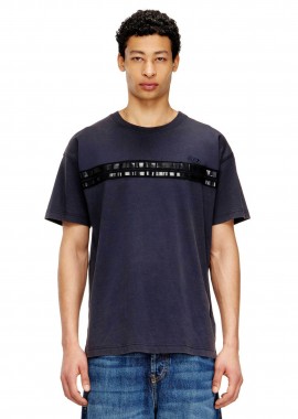 DIESEL - Diesel ανδρικό T-shirt με ριγέ σχέδιο με λαμπερό φινίρισμα και λογότυπο Regular Fit
