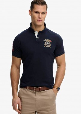 SUPERDRY & CO - Superdry ανδρική μπλούζα πόλο με κεντημένο badge Relaxed Fit