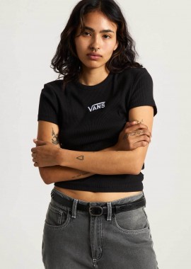 VANS - Vans γυναικείο T-shirt ribbed με κεντημένο λογότυπο Slim Fit